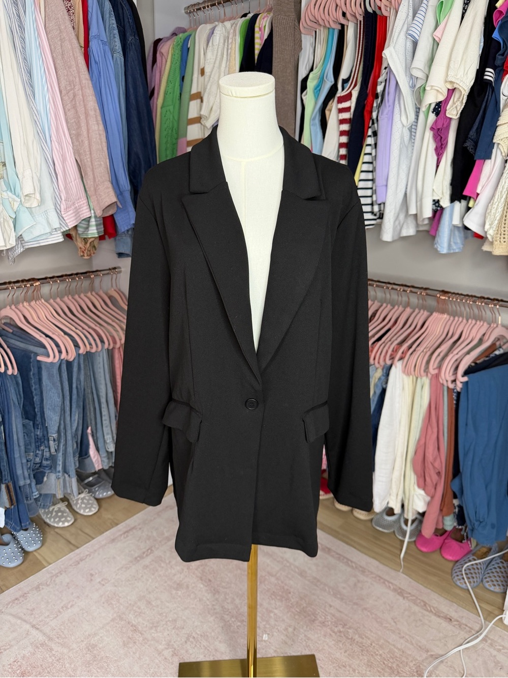 No Boundaries Black Single-Button Blazer